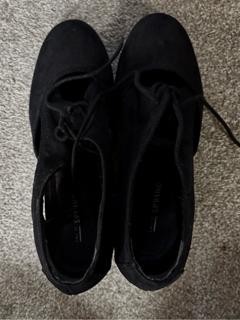 Call It Spring Black Lace-Up Wedge Heels